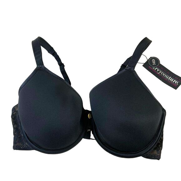 Curvy Couture Fantasia Bra 34D Black NWT Everyday Comfort Smooth Fit - Picture 2 of 7